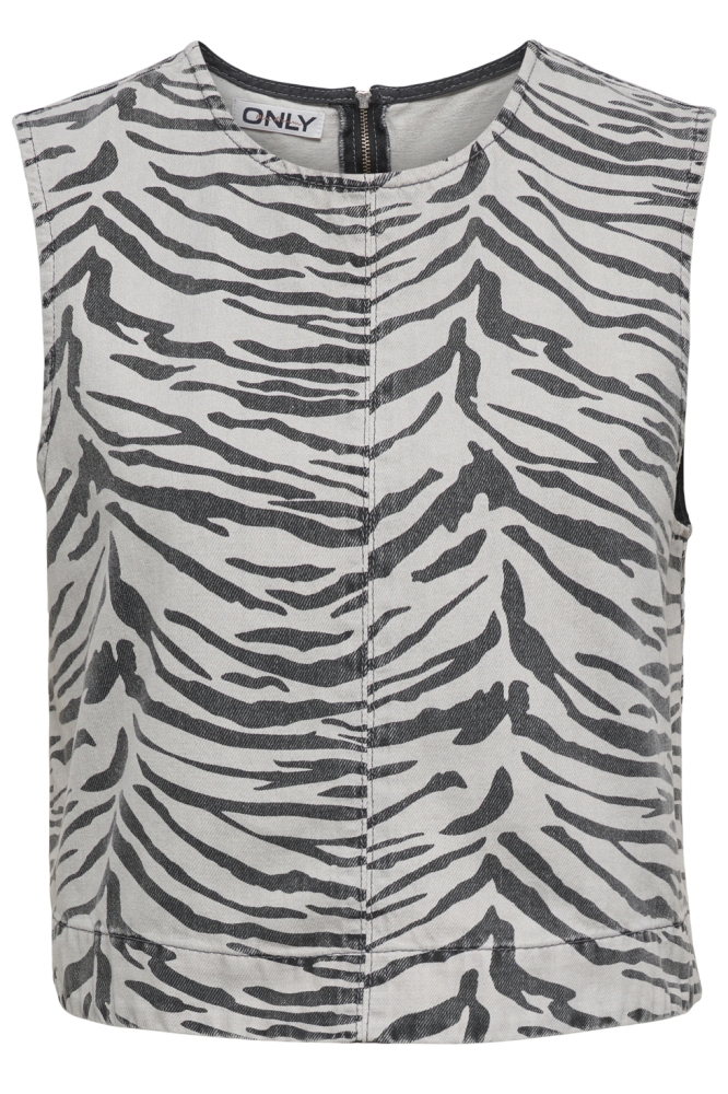 ONLDORSI SL ZEBRA TOP DNM SIK 15355562 LIGHT GREY DENIM/ZEBRA